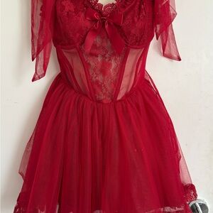 Dolls Kill Red Lace Dress